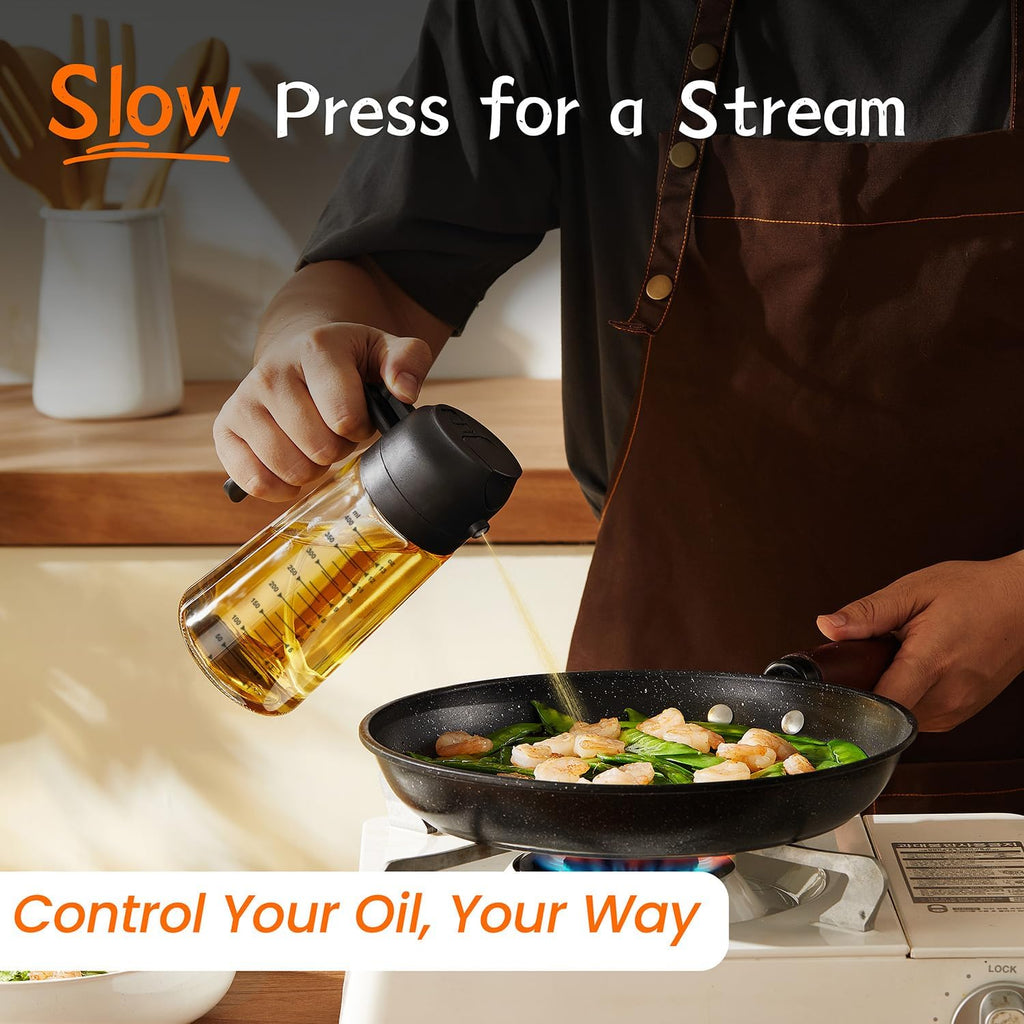 Zorli Precision Oil Dispenser Sprayer – Matte Black Glass 2-in-1