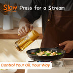 Air fryer with yellow Zorli sprayer in action