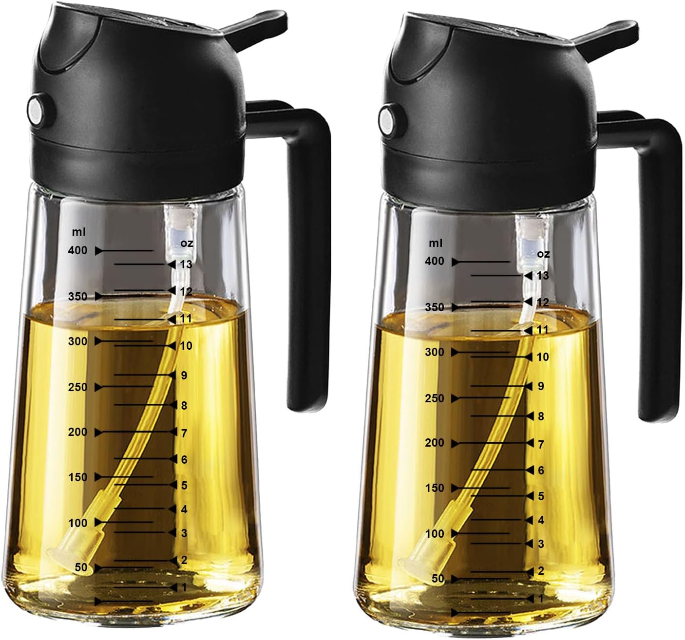 Close-up of dual spray and pour nozzle – black edition