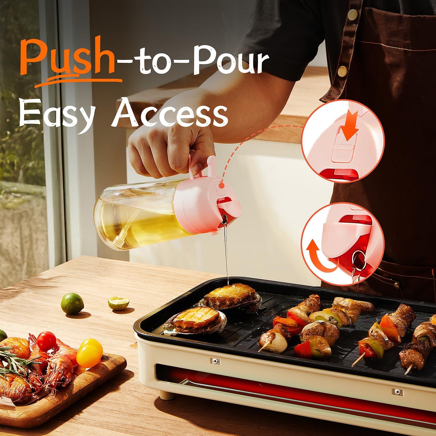 Misting oil on grilled chicken – peach variant