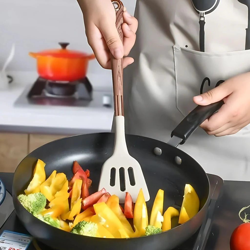 Odriva Eleanor Silicone Kitchenware Set arranged on countertop