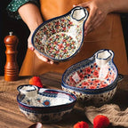 Odriva Fiora Tuscan Ceramic Bowl on rustic wooden table