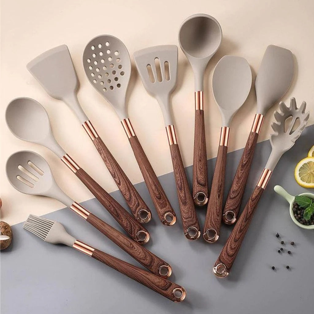 Odriva utensils displayed next to cookware for size reference